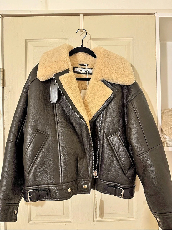 Acne Studios Jackets & Blazers - Acne Studios Shearling-Lined Leather Biker Jacket
